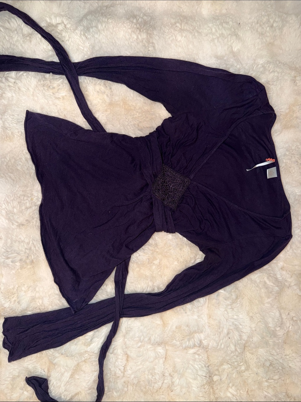 Purple babydoll long sleeve with Waist Tie